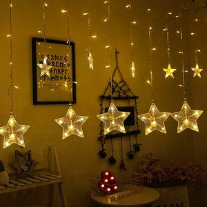 Luces LED de cascada con estrellas amarillas
